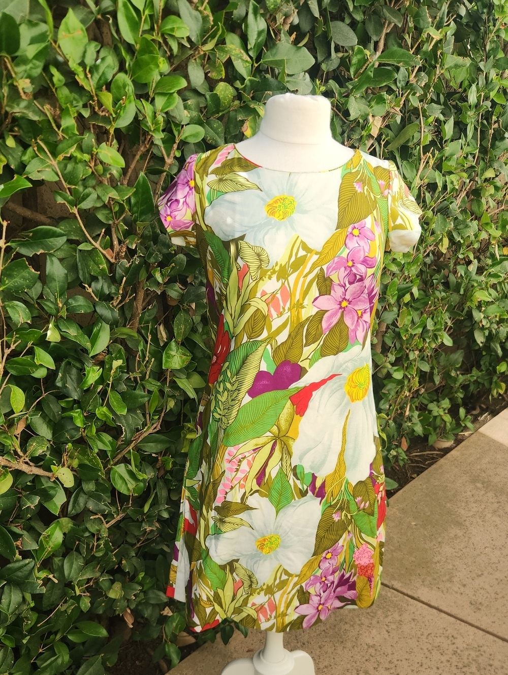 Hawaiian Casuals Stan Hicks Floral Cotton Shift Dress Small
